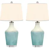 Mist 26.5" Table Lamp in Aqua Teal Blue Glass (Set of 2)